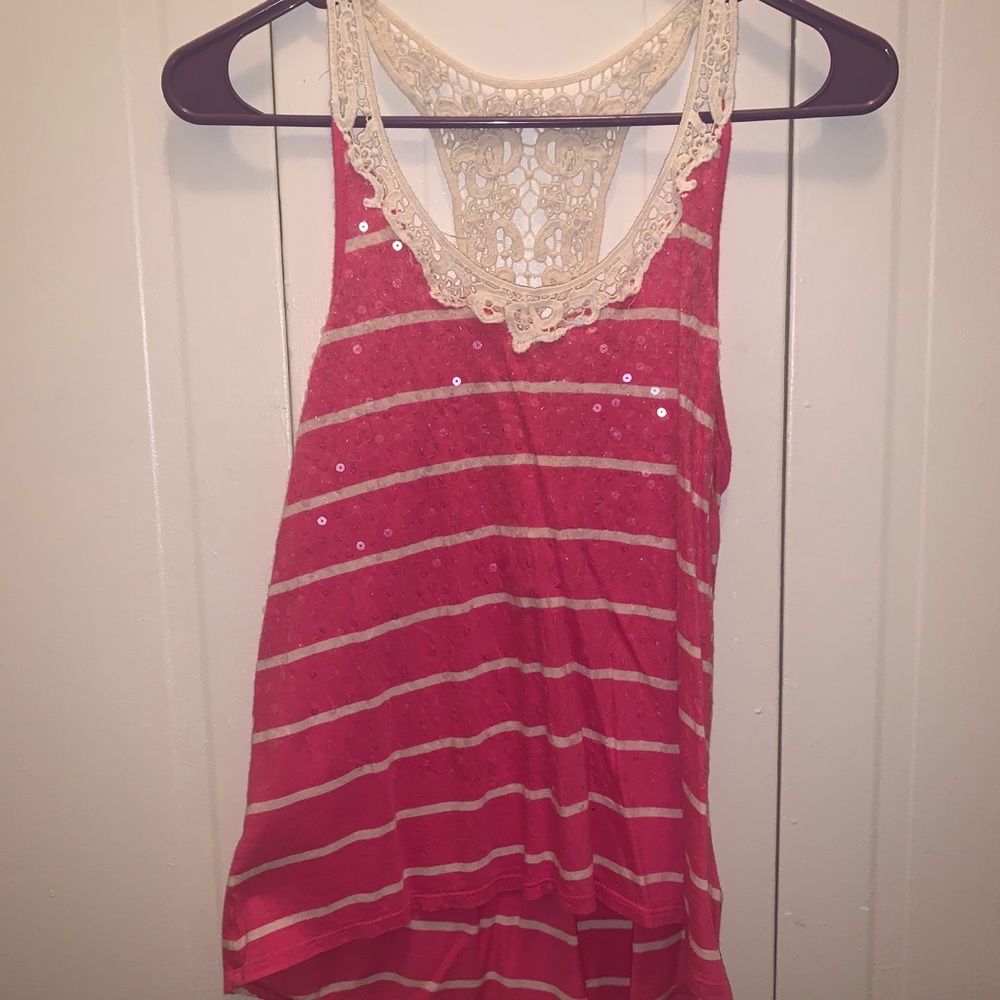 Lace & sequin express tank